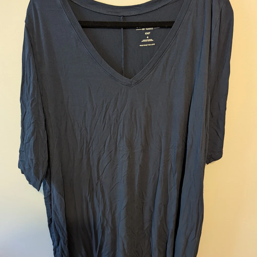 Torrid Navy Short Sleeve V-Neck Tunic